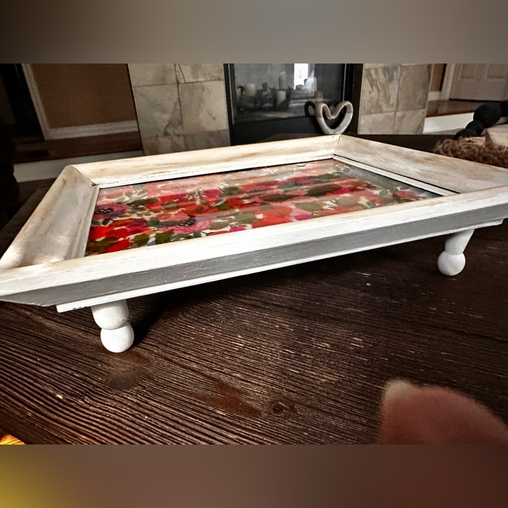 Hand crafted decorative vanity tray original rustic farmhouse Floral Decorative - Picture 10 of 10